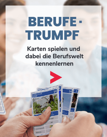 Banner für Berufe-Trumpf, Karten spielen und dabei die Berufswelt kennenlernen